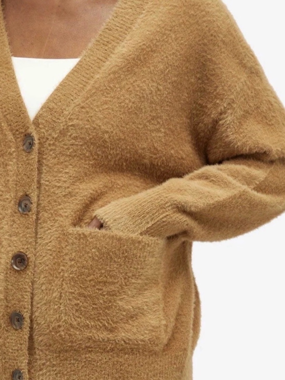 MWT Good American Button Cardigan Sweater - Camel Size 2/3XL - Picture 3 of 7